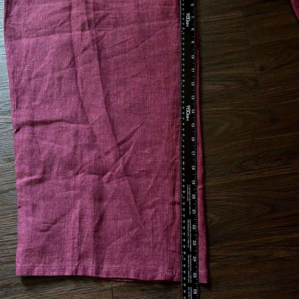 Eileen Fisher Pants Womens Large Pink 100% Organic Linen Wide Leg Crop Elastic L - Picture 9 of 10